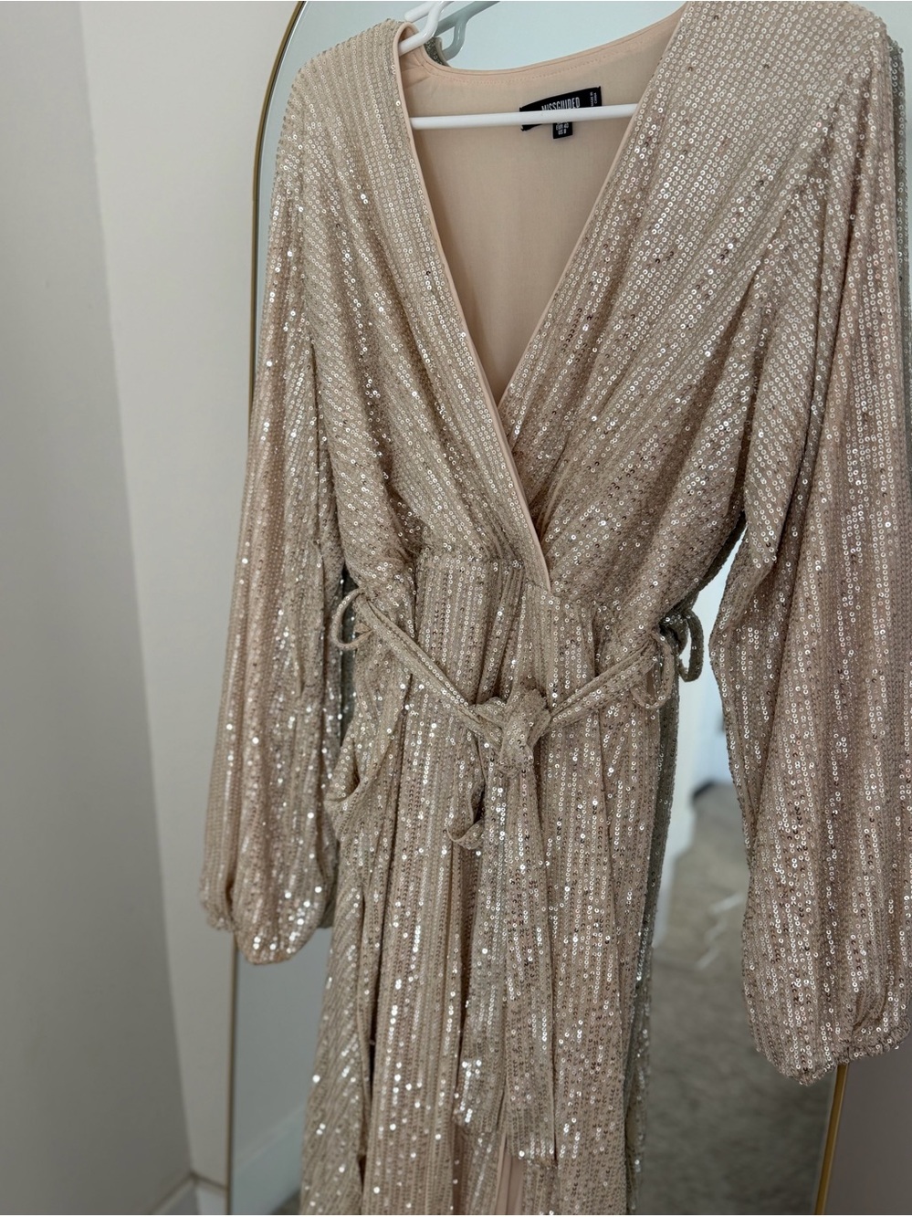 Champagne Sequin Wrap Maxi Dress